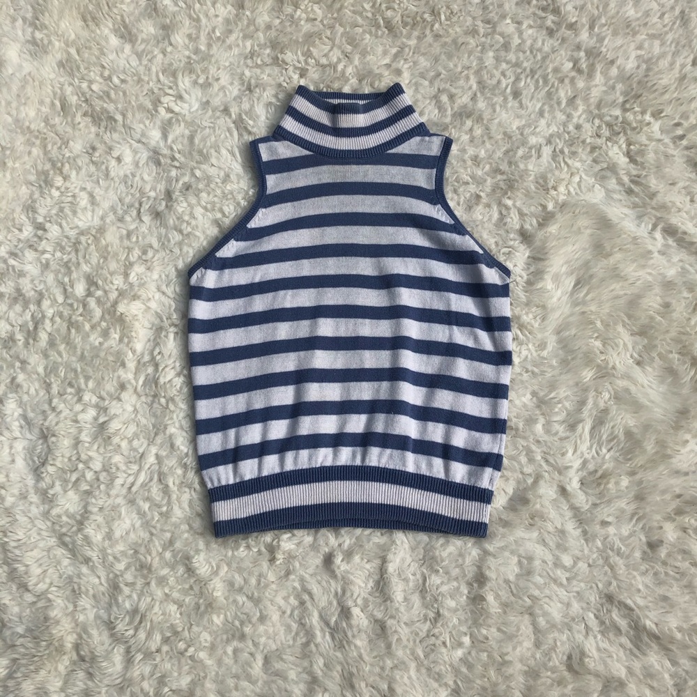 Vintage Blue and White Stripe Turtle Neck Tank